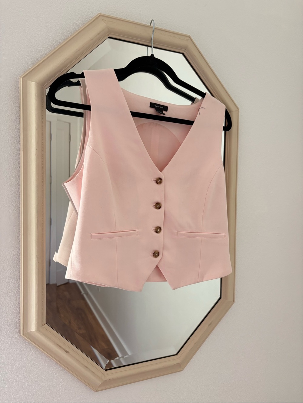 Halogen Light Pink Tailored Button Vest - Picture 3 of 3